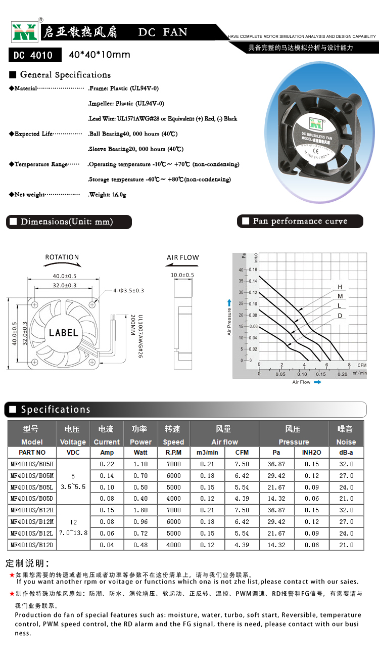 40*40*10MM散热风扇(图1)